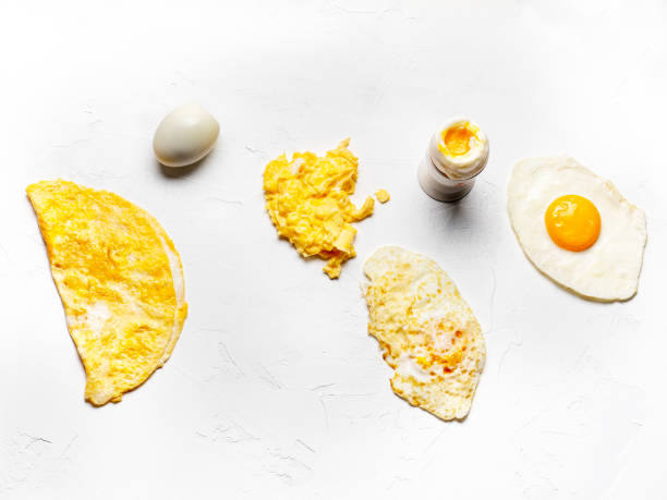 istock Various ways of cooking chicken eggs. Different ways of cooking eggs. Different dishes from chicken eggs. Omelette, soft-boiled, hard-boiled, fried, scrambled eggs. Cooked eggs variation. 2199090978