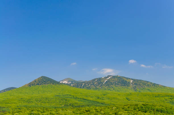 Hakkoda in early summer against the blue sky