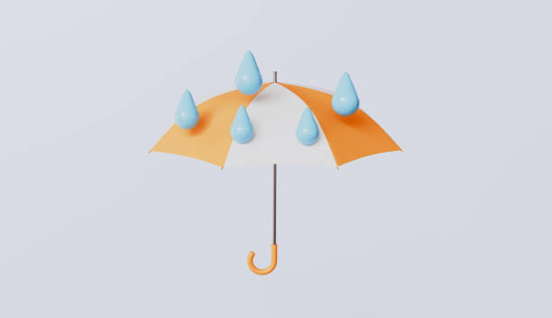 istock Umbrella with rain, rainy day isolated on pastel color background 2199091867
