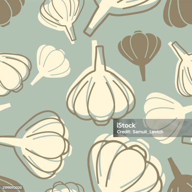Vector Garlic Pattern Garlic Pattern Seamless Vegetable Background Vegetables Texture Stock ...