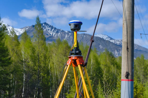theodolite on a tripod in the park