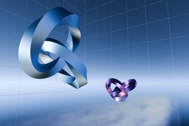 3d render of abstratc metallic rings in sky