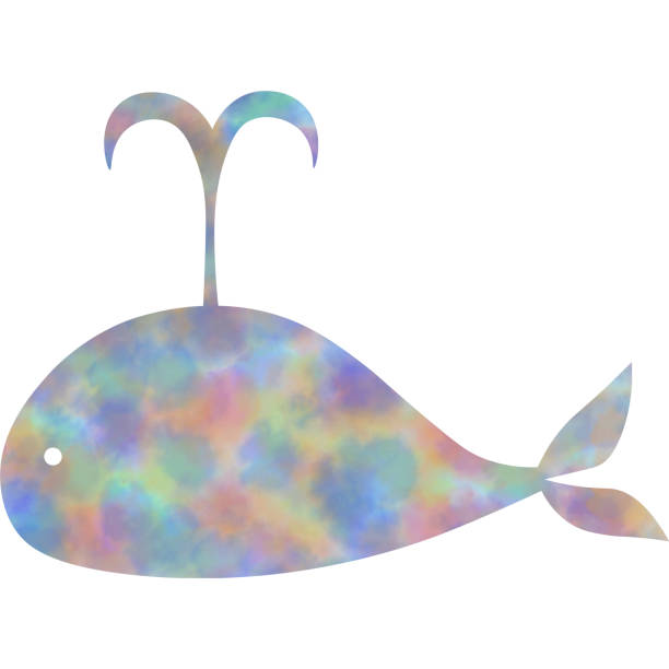 istock Clip art of the image of a whale icon with beautiful watercolor pattern. 2199106859