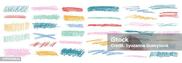 Crayon Simple Line Crayon Underline Set Pencil Scribble Lines Pack Vector Hand Drawn Brush ...