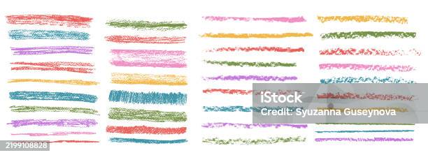 Crayon Simple Line Crayon Underline Set Pencil Straight Scribble Lines Pack Vector Hand ...