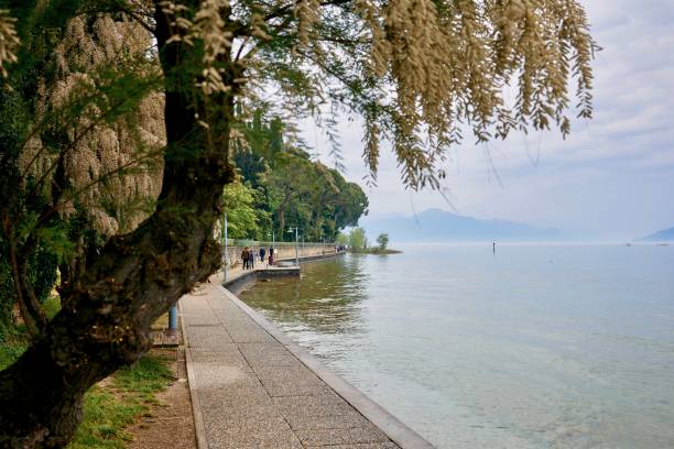 Sidewalk in Sirmione along the edge of Lake Garda