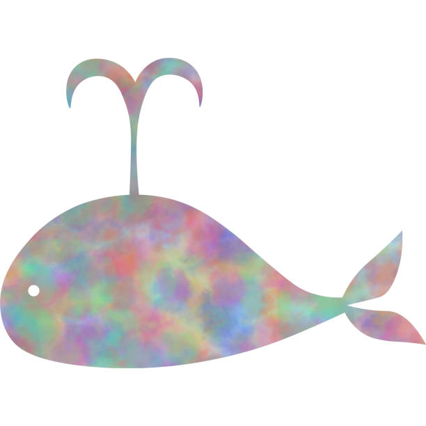 istock Clip art of the image of a whale icon with beautiful watercolor pattern. 2199111082