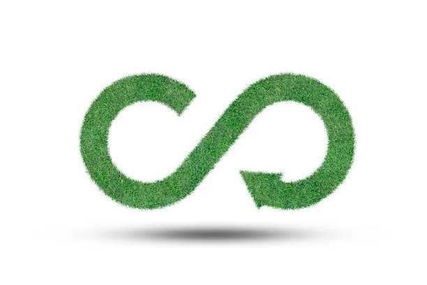 Isolate of infinity from green grass for business and environment sustainability development concept.