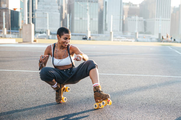 istock Freestyler roller skate dancer performing and training outdoor in New York 2199133697