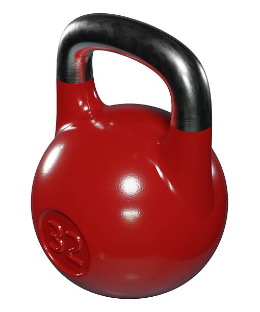 istock Olympic kettlebell, heavy cast iron powerlifting equipment with number 32 2199135475