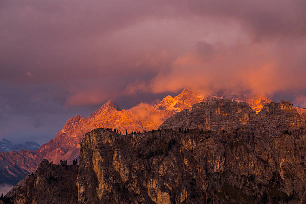 istock Sunset in Dolomites mountains, Alps, northern Italy 2199135680