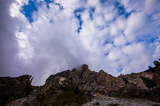 Tre Cime di Lavaredo south face peaks in Dolomites seen from Misurina and surrounding mountains