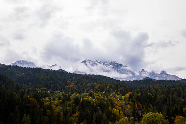 Wonderful shot of Garmisch-Partenkirchen and the Bavarian Alps with the Alpspitze and Germany's highest mountain, the Zugspitze.
