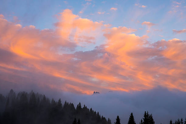 Sunset in Dolomites mountains, Alps, northern Italy. Europe