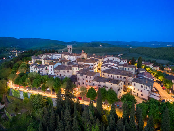 istock Radda in Chianti from drone, Medieval Tuscan town at dusk 2199136730