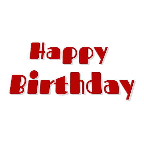 Stylish Happy Birthday greeting card with red color text isolated with white background