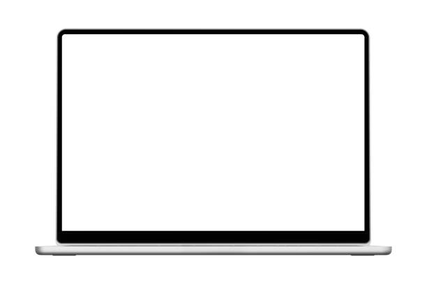 Laptop Mockup with a white blank screen isolated on a white background, Based on a High-quality Studio shot, Front View new Laptop frameless design concept Concepts Topics, Connect, Data, Digital Display, Hypertext Transfer Protocol AI