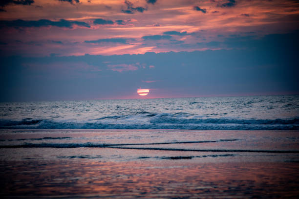 A sunrise over the ocean