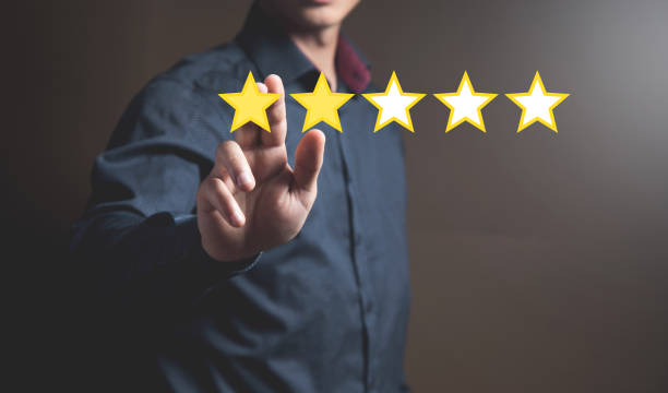 istock Estimated gold stars. The concept of evaluation services. 2199143651
