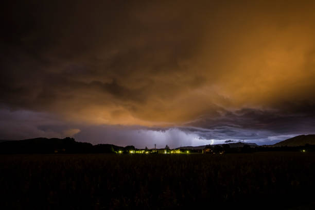 Lightning night in La Garrotxa, Girona, Spain.