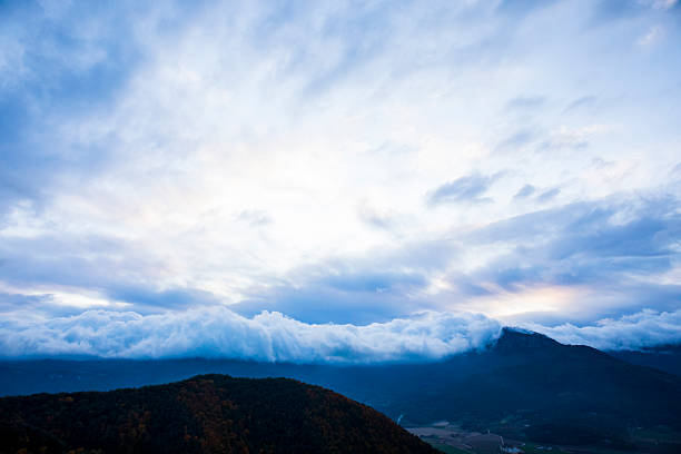 Autumn sunset in La Vall D En Bas, La Garrotxa, northern Spain.