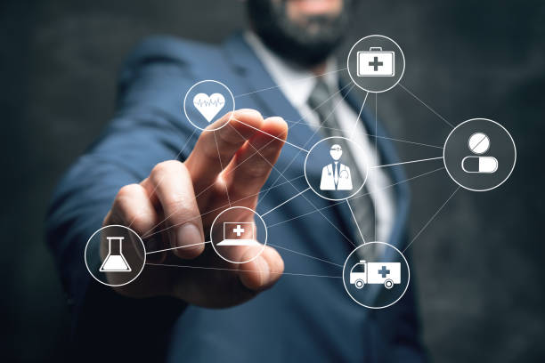 istock Medical icons on a virtual screen. 2199151984