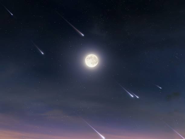 istock Meteor stream in the sky. Shooting stars in the evening. 2199153246