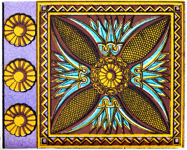 istock Ancient decorative art pattern of Nineveh and Persia, abstract backgrounds, Vintage decor illustrations 2199165119