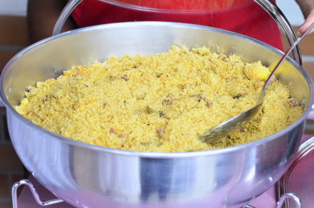 Delicious farofa in a pan for the party lunch