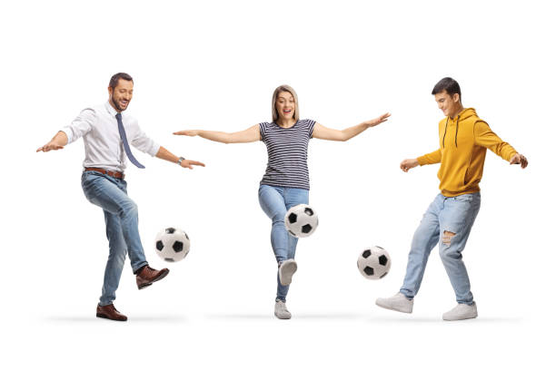 Amateur soccer player on urban 7 aside football pitch