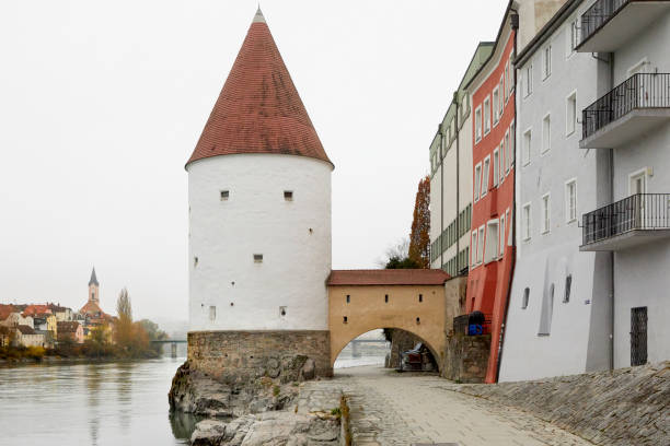 istock Medieval  Schaibling Tower on the Inn  River in Passau, Germany 2199173550