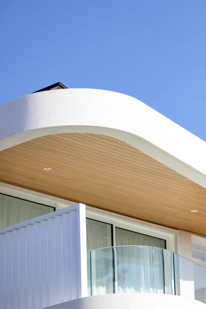 istock Closeup top part of modern new house, background with copy space 2199213241