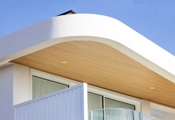 istock Closeup top part of modern new house, background with copy space 2199214538