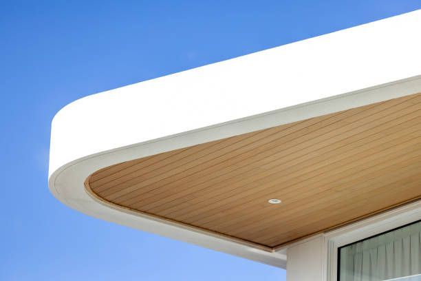istock Closeup top part of modern new house, background with copy space 2199218286