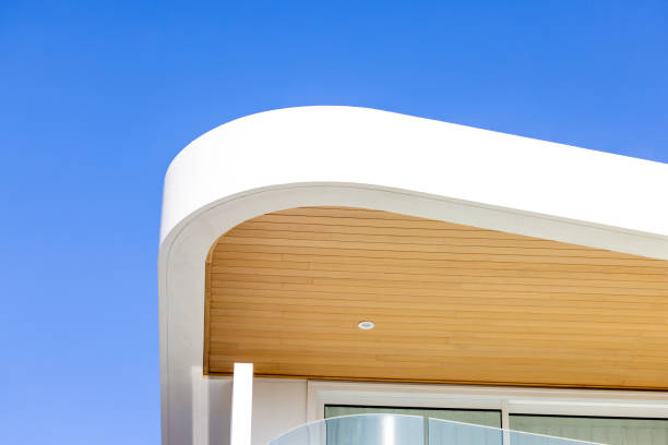 istock Closeup top part of modern new house, background with copy space 2199229868