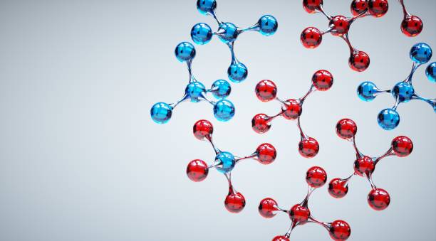 istock Structural chemical formula and 3d model of a molecule with four atoms 3D render 2199230162