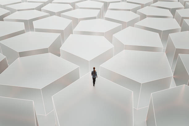 istock Young woman in abstract maze 2199265751