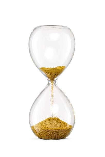 istock Hourglass with yellow golden sand isolated on white. 2199272439