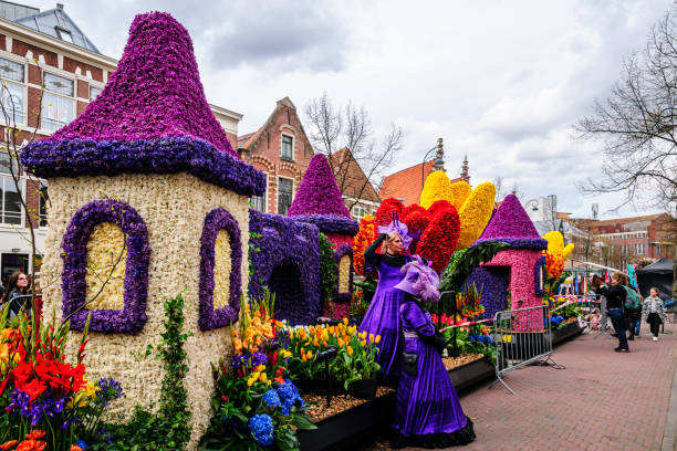 Flower floats parade in Haarlem in the Netherlands. April 23, 2023