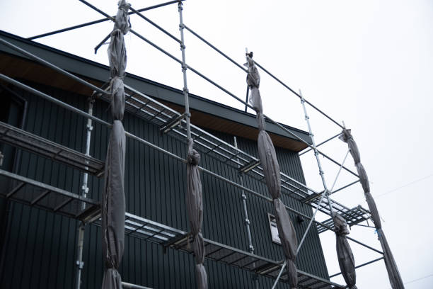 istock Steel scaffolding at a construction site 2199273876