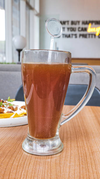 istock Hot chocolate drink in a glass on the table. 2199278887