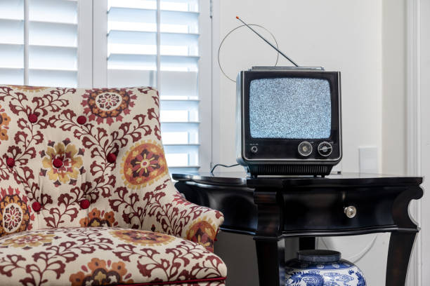 Home interior with a retro tube television.