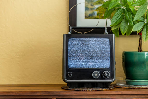 Home interior with a retro tube television.