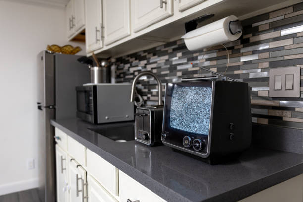 Home interior with a retro tube television.