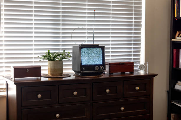 Home interior with a retro tube television.