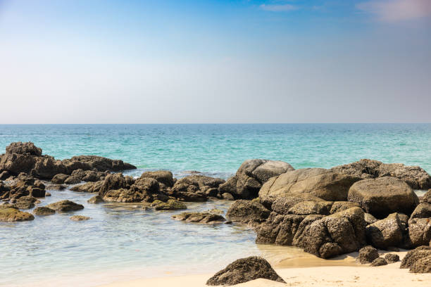 istock Tropical seascape with blue sky background. 2199285469
