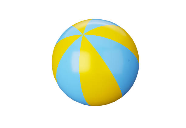 3D illustration beach ball isolated on white background. blue and yellow ball. 3D rendering.