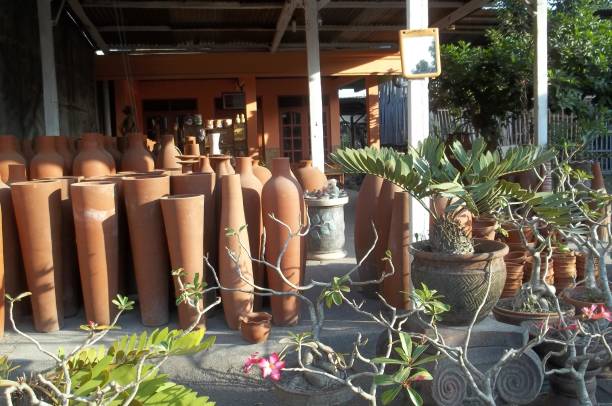 pottery crafts are seen neatly arranged in front of the house. The crafts are sold. The pottery industry in Yogyakarta is not just an art craft, but also the preservation of culture and tradition that has economic value. Kasongan itself is an industry that focuses on pottery (clay) or ceramic crafts which are assets of Bantul. The Kasongan pottery craft center is one type of typical Bantul SME product that operates in the field of crafts