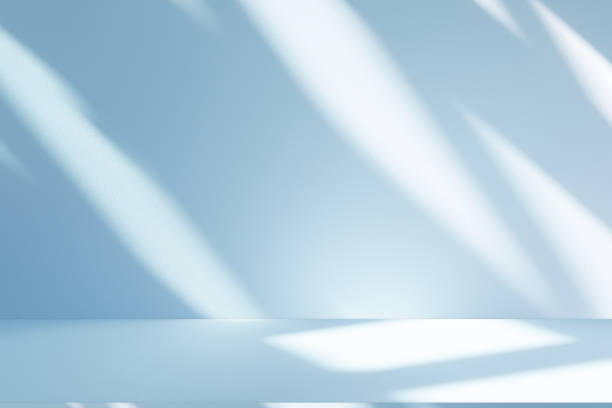 istock Studio style background wall decoration presentation uses white and blue tones. with shadows cast from a nearby window, concept creating a decorative 2199291277