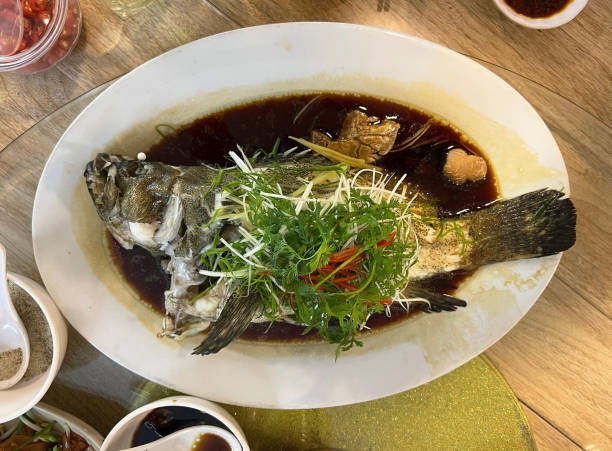 istock Steamed black grouper with soy sauce 2199294774